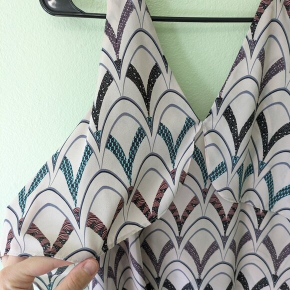 Chelsea28 Art Deco Geometric Patterned Sleeveless Blouse Tank Top Size Medium - Picture 4 of 11